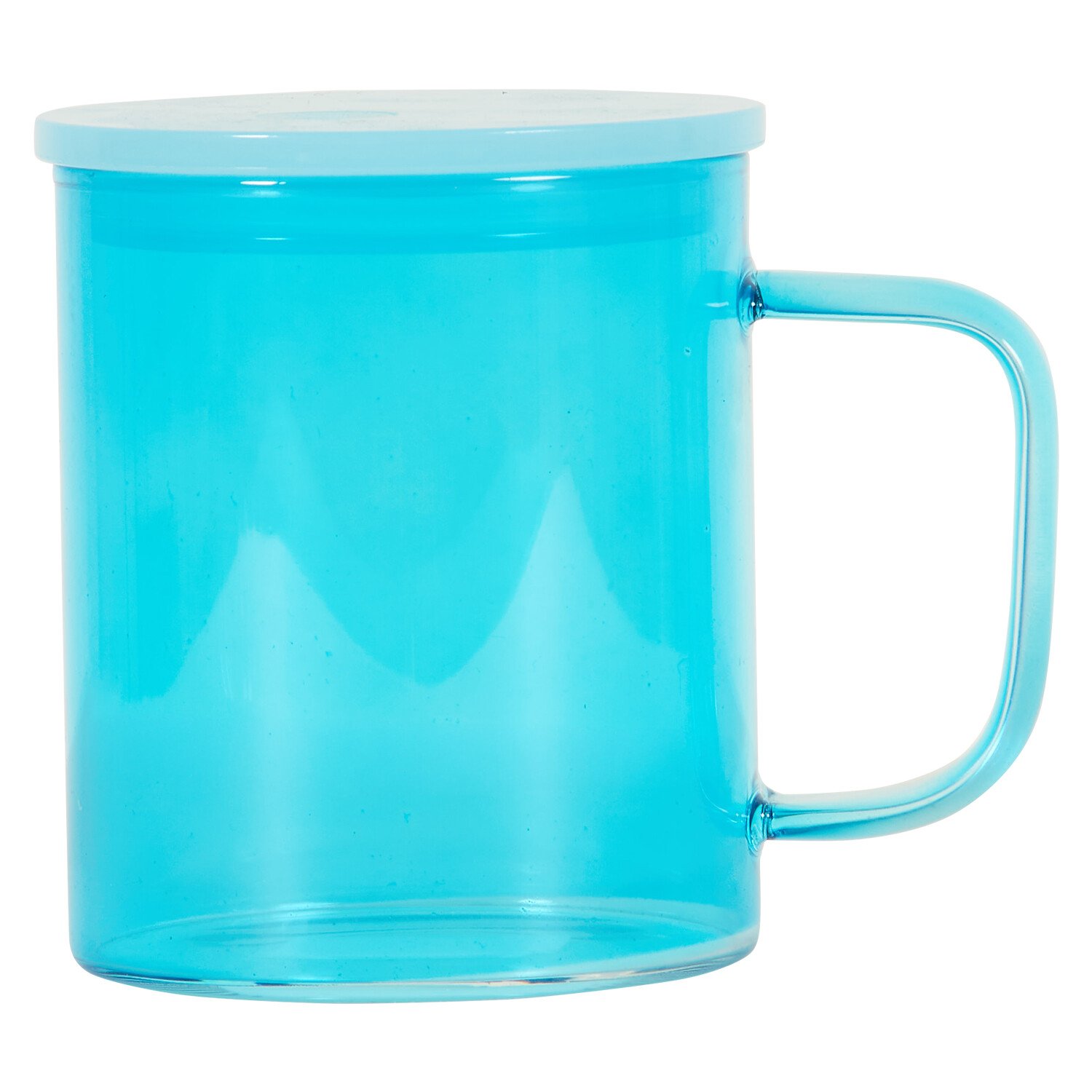 Colour Glass Mug with Plastic Lid 450ml - Multicolour Image 4