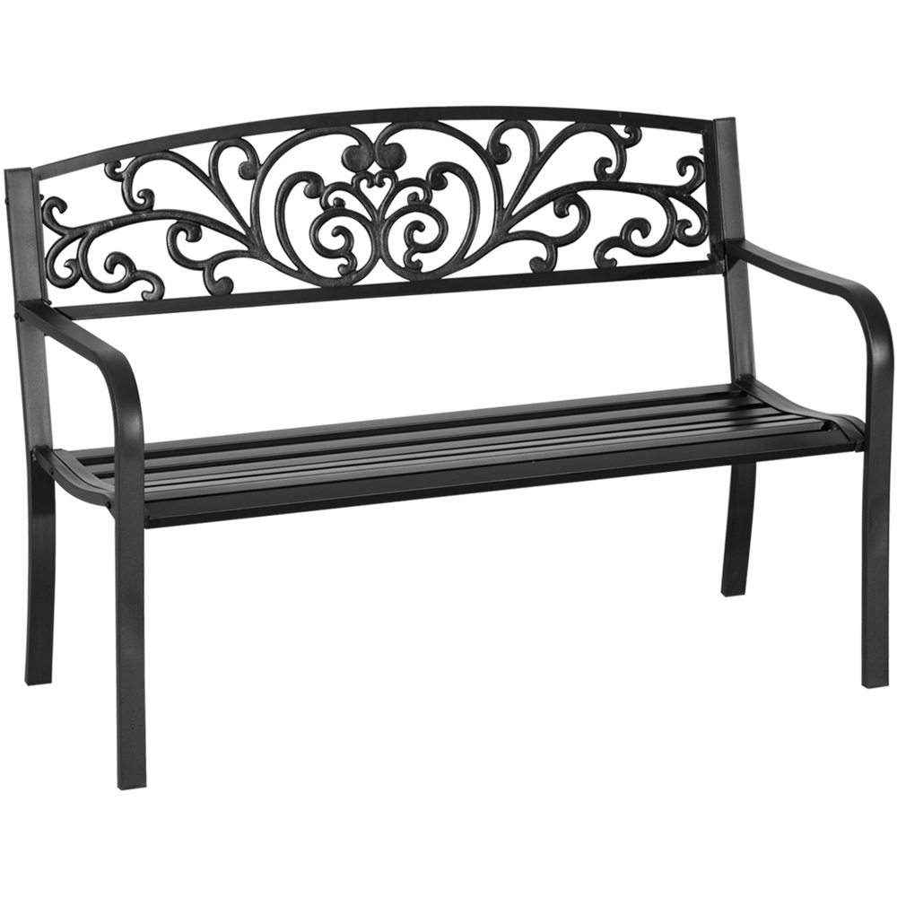 Outsunny 2 Seater Black Metal Garden Bench Image 2