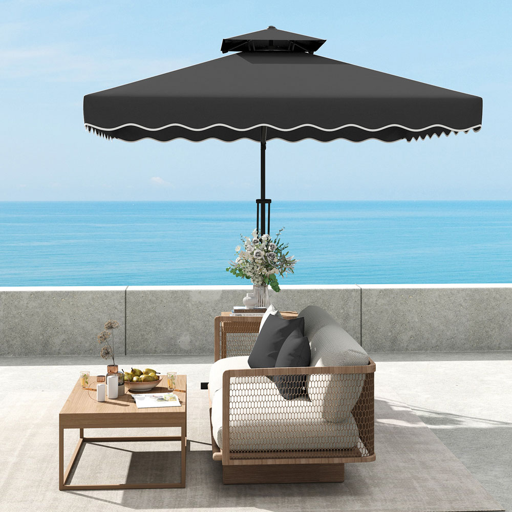 Outsunny 2 Tier Black Cantilever Parasol with Cross Base 2.5m Image 5