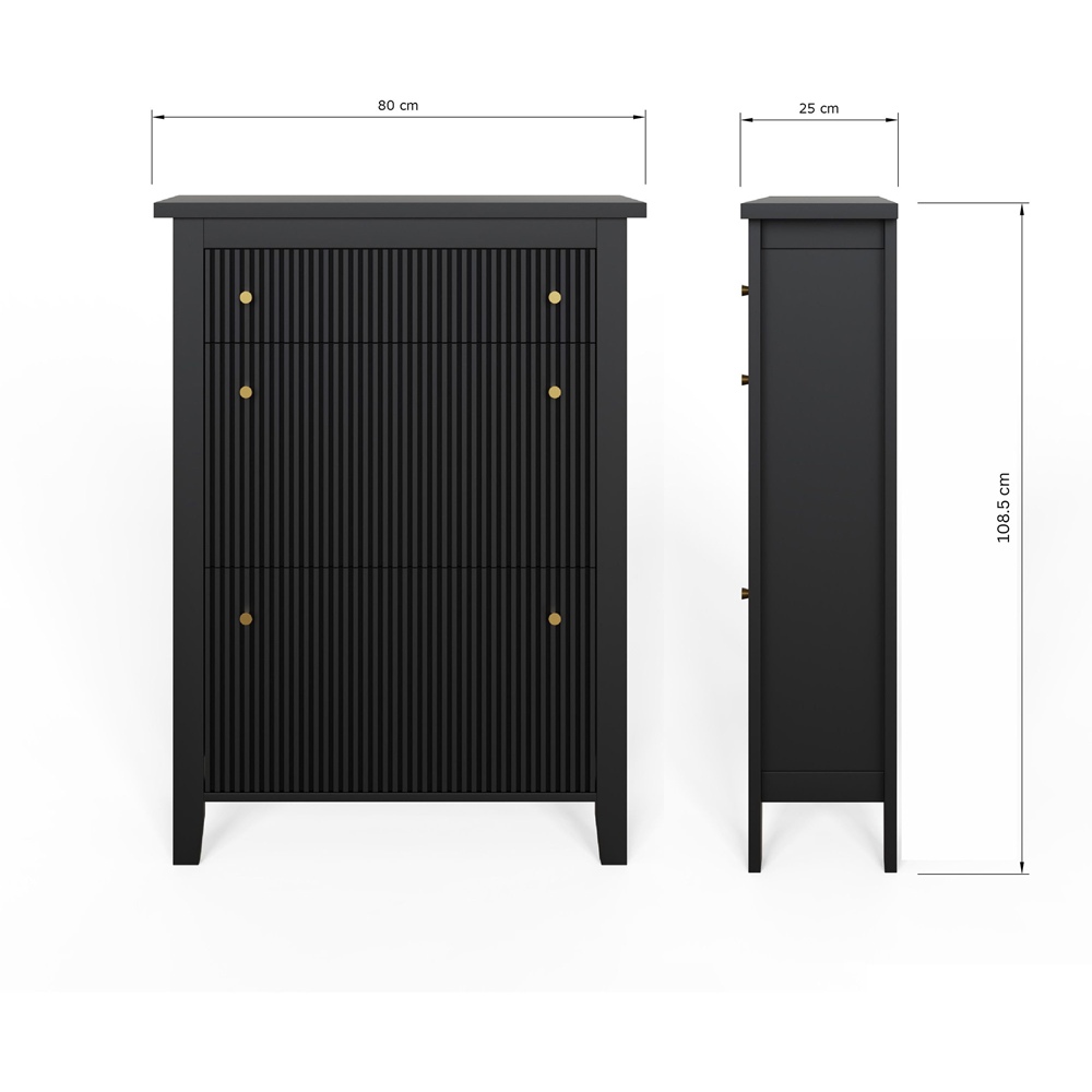 GFW Garrucha 2 Door Single Drawer Black Deluxe Shoe Cabinet Image 9