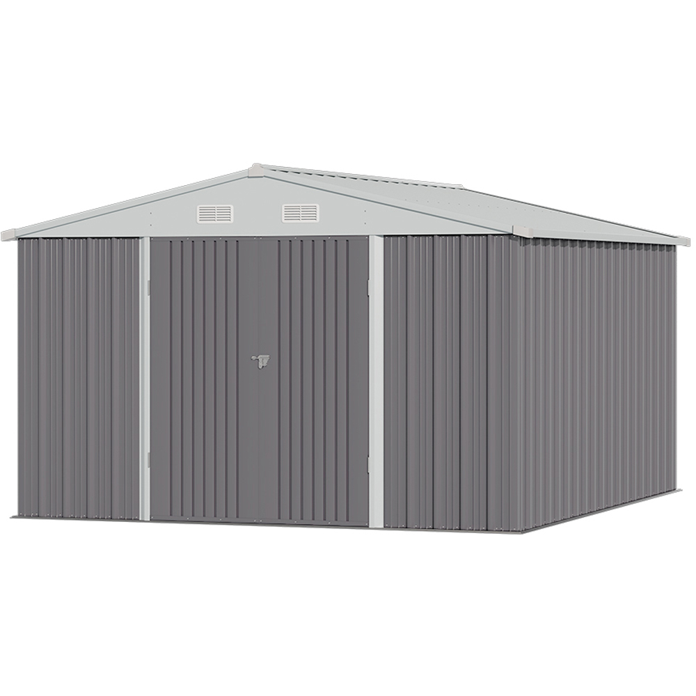 Living and Home 10.4 x 12ft Grey Lockable Metal Storage Shed Image 3