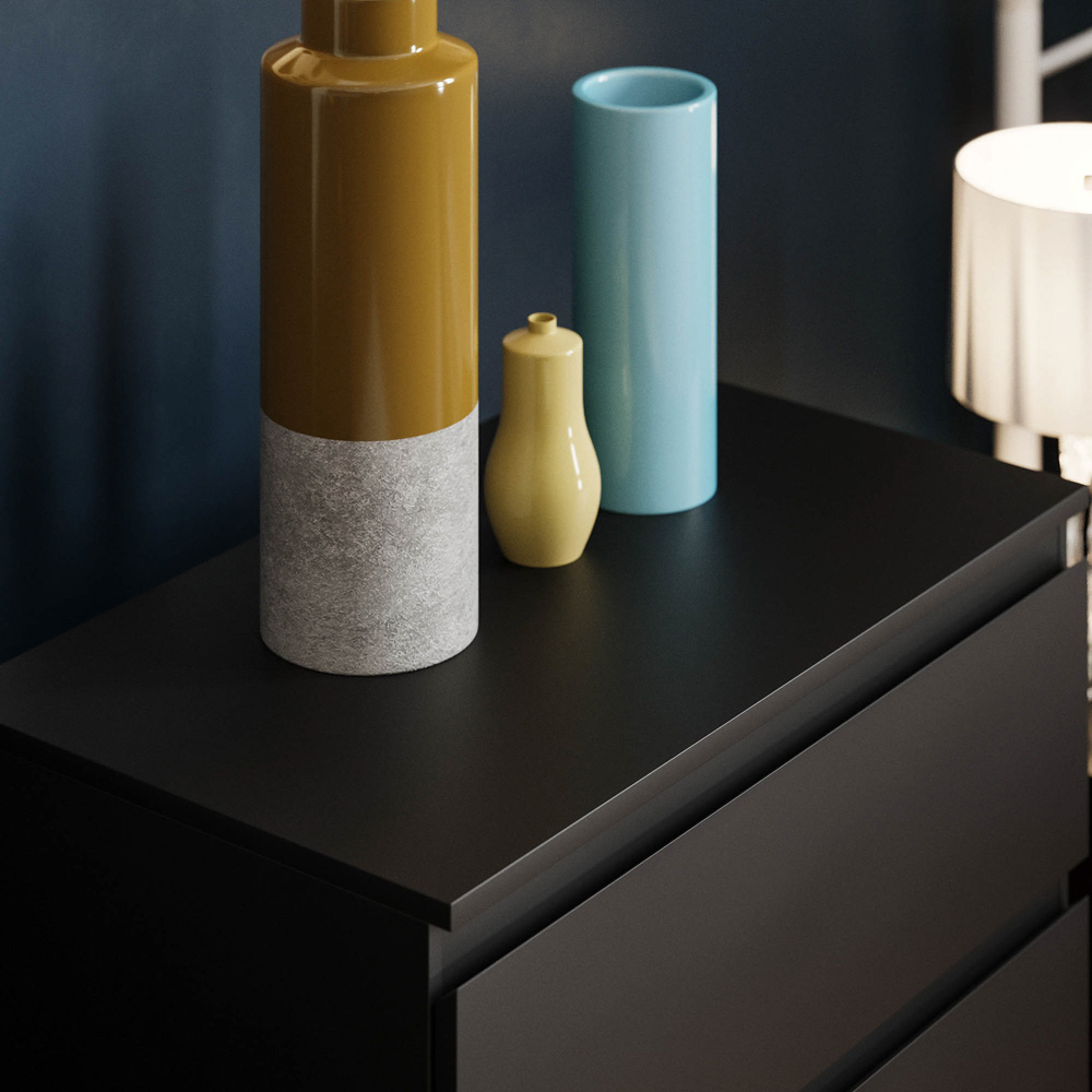 Vida Designs Denver 3 Drawer Black Chest of Drawers Image 3