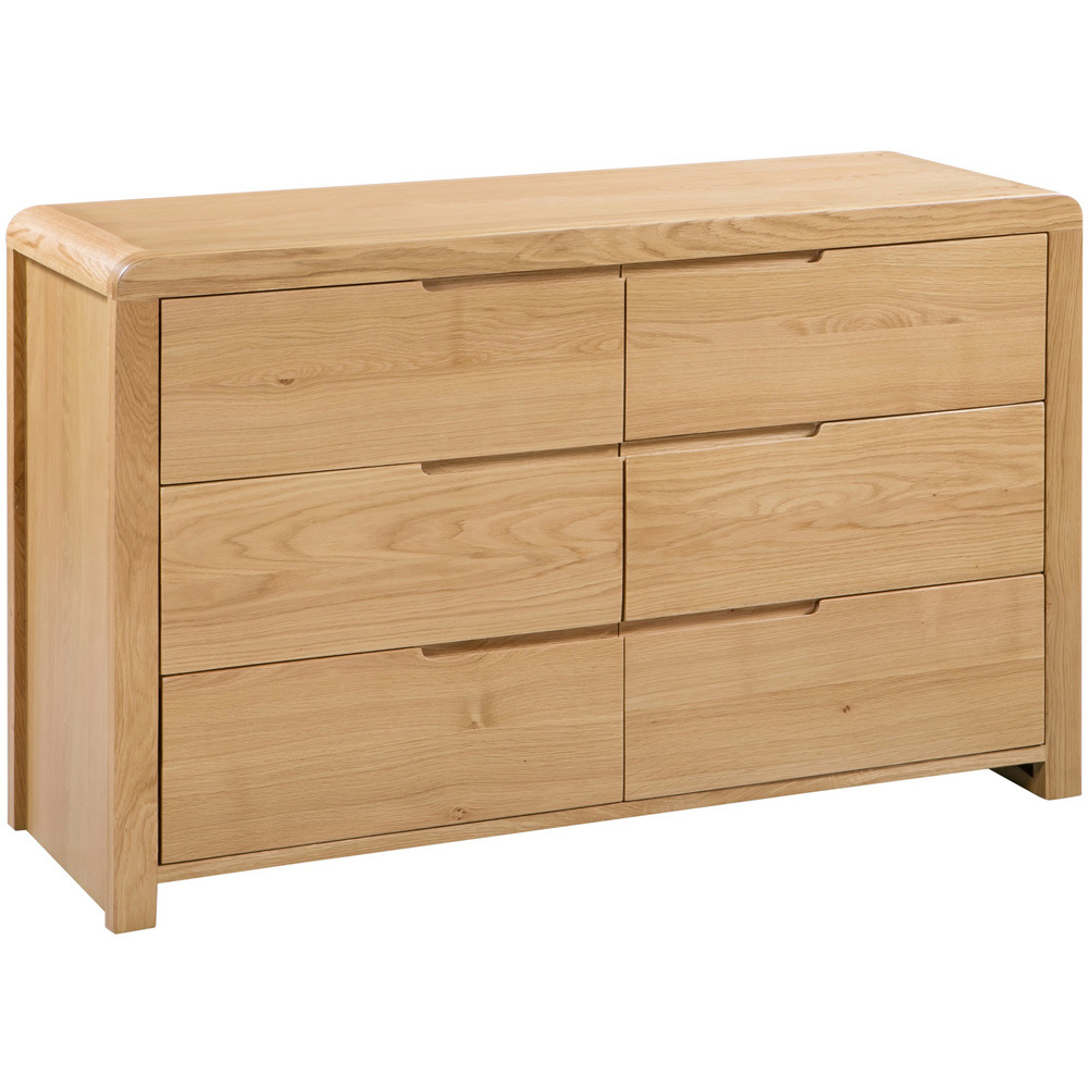Julian Bowen Curve 6 Drawer Oak Wide Chest of Drawers Image 2