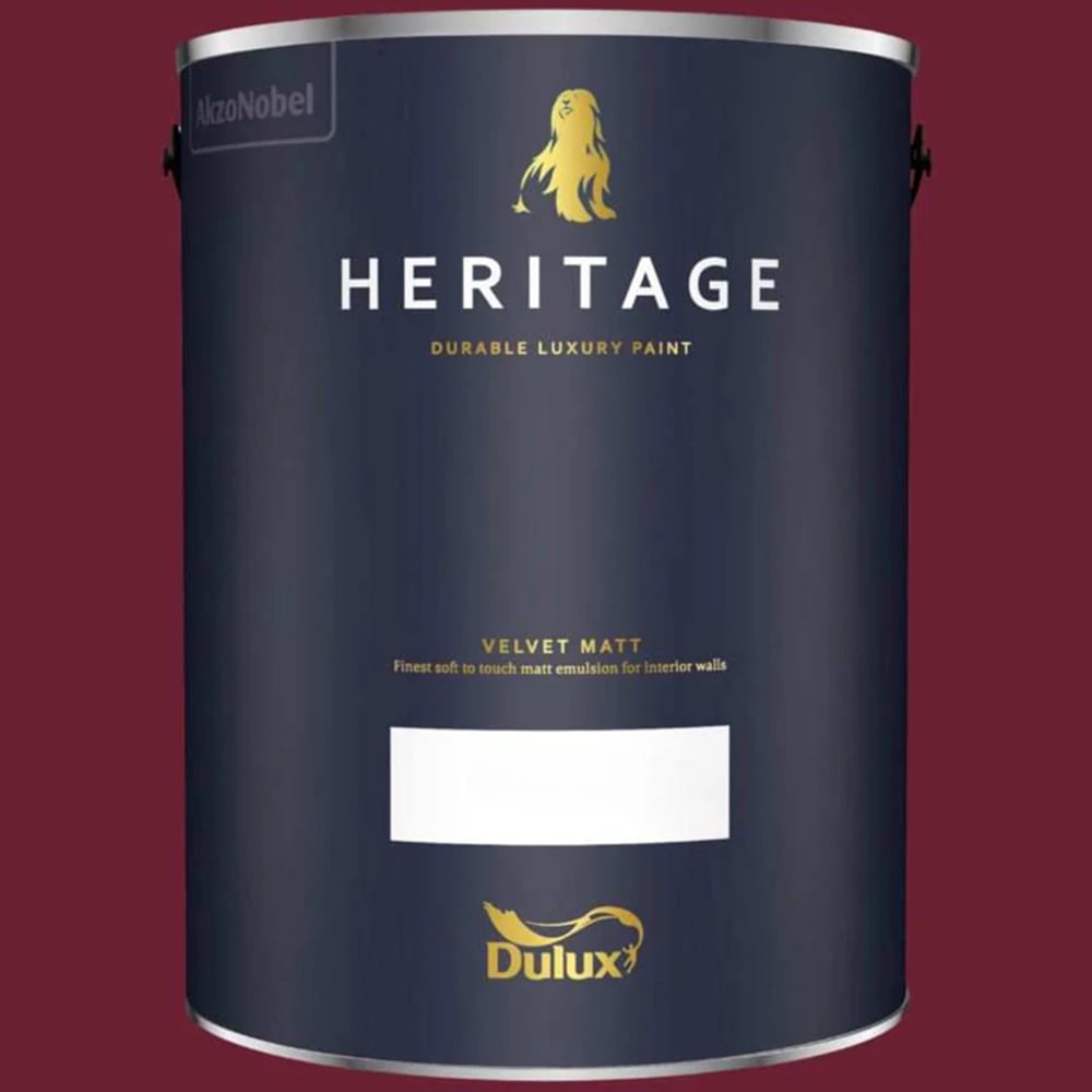 Dulux Heritage Walls and Ceilings Florentine Red Velvet Matt Emulsion Paint 5L Image 2