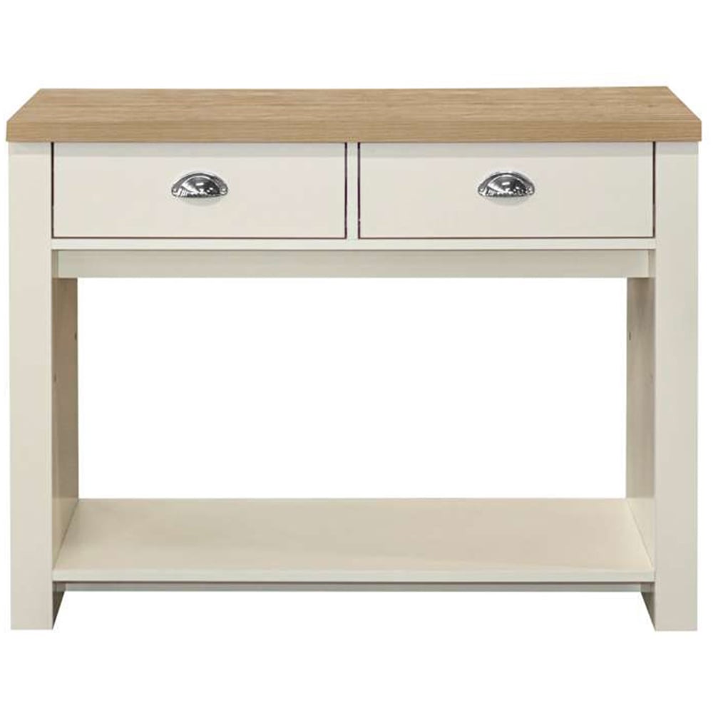 Highgate 2 Drawer Cream and Oak Console Table Image 6