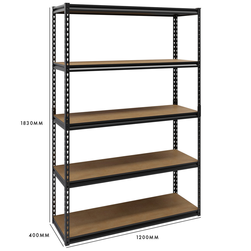 Handy 5 Tier Black Shelving Unit 120 x 180 x 40cm Image 5