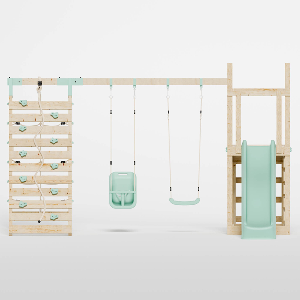 Mercia Mountain Climbing Frame Play Tower with Slide Swing Baby Seat Swing and Climbing Frame Wall Image 3