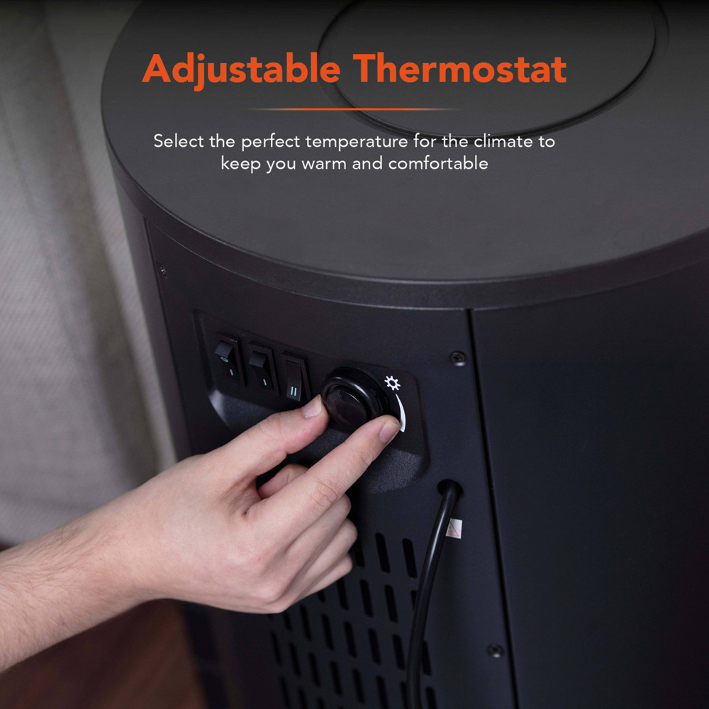 Warmlite Elmswell Black Cast Effect Round Stove Fire with LED Flame Effect 2000W 17 inch Image 5