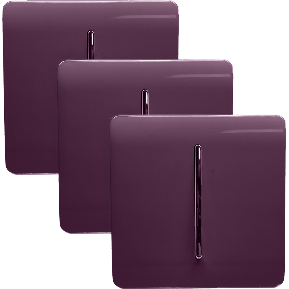 Trendi Switch 1 Gang 1 or 2 Way Plum Purple Rocker Light Switch 3 Pack Image 1