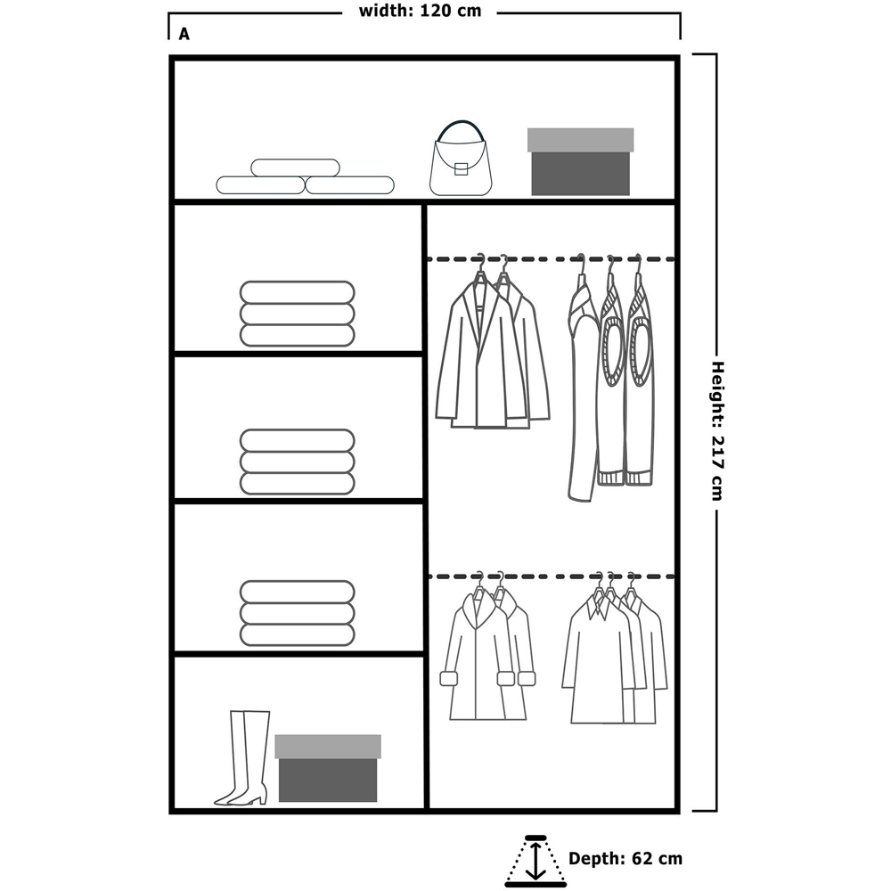 Sliding Wardrobes 4U Batumi 2 Door Black Small Curved Mirrored Wardrobe 120cm Image 4