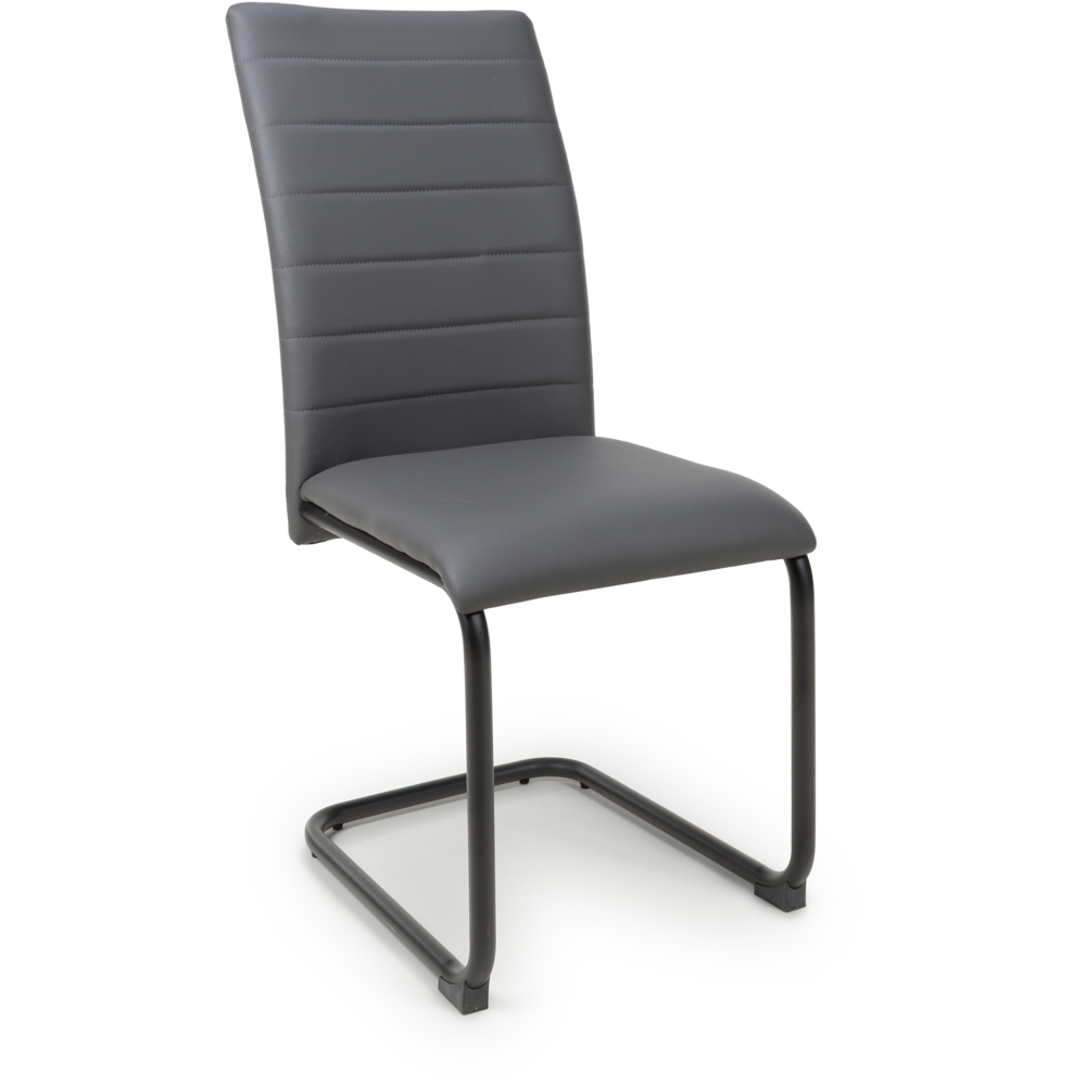 Carlisle Set of 4 Grey Leather Effect Dining Chair Image 2