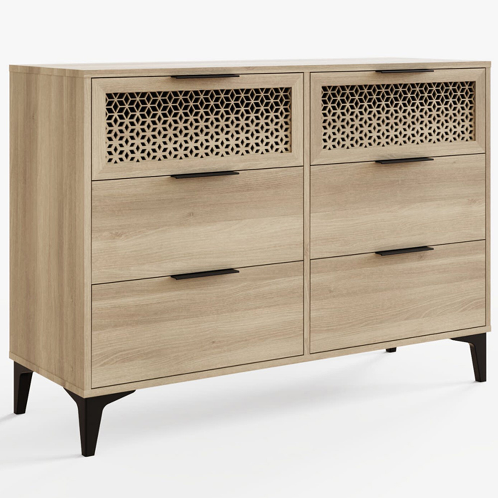 GFW Ezra 6 Drawer Oak Chest of Drawers Image 2