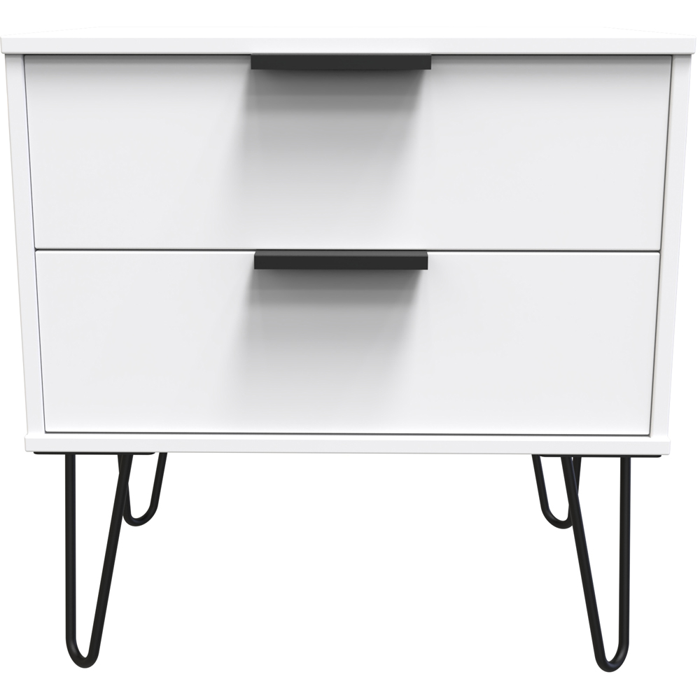 Crowndale Hong Kong 2 Drawer Matt White Side Table Ready Assembled Image 3