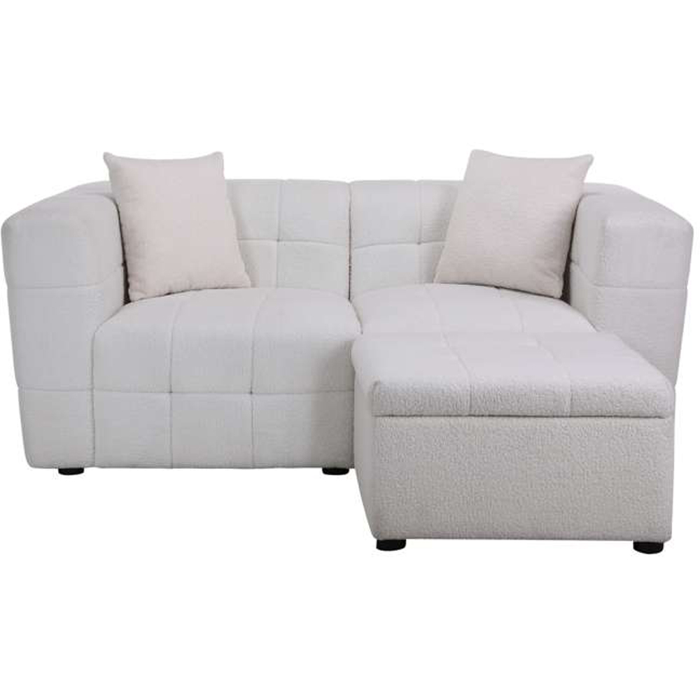 Birlea Milo 2 Seater White Sofa with Ottoman Footstool Image 5