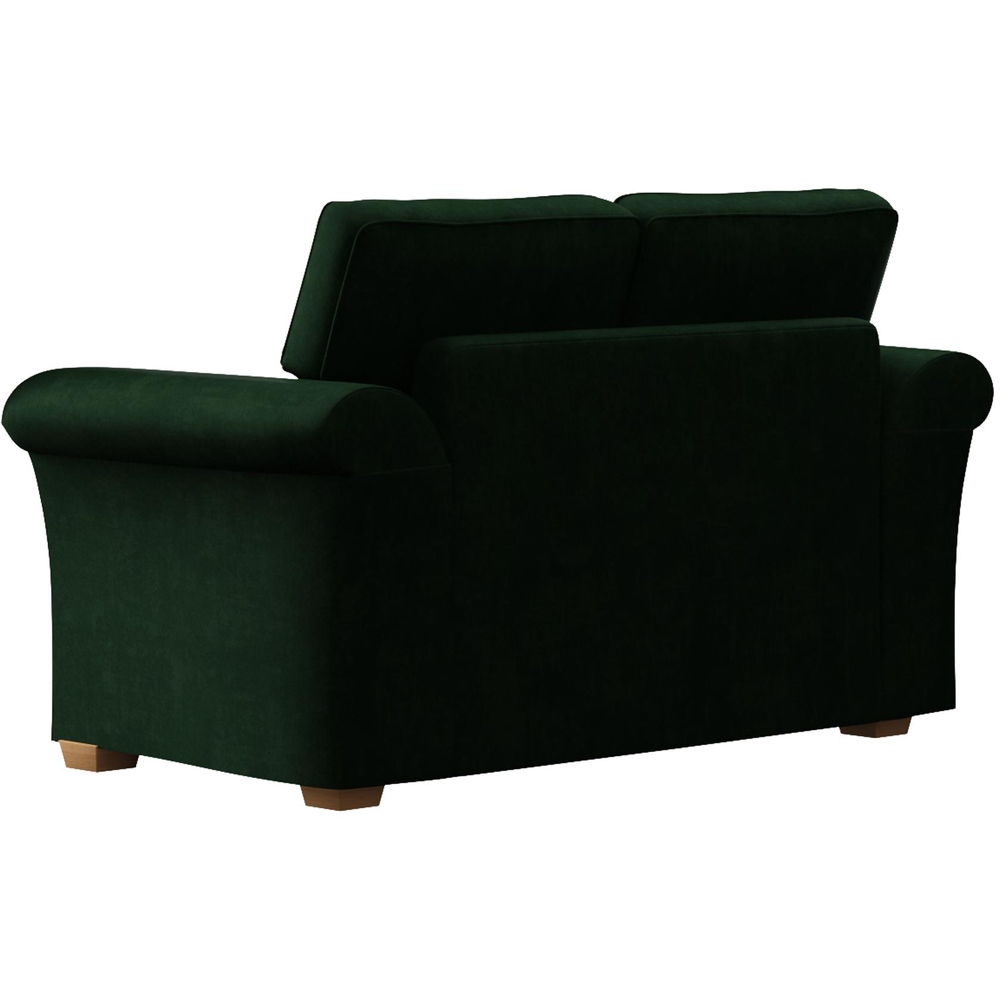 Castleacre 2 Seater Forest Green Plush Velvet Fixed Back Sofa Image 4