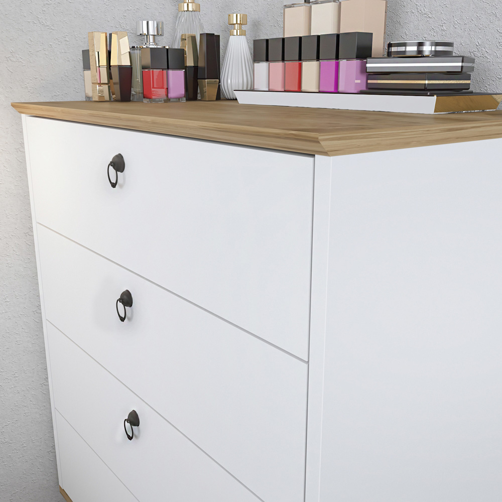Decorotika Sahra 4 Drawer White and Oud Oak Chest of Drawers Image 4