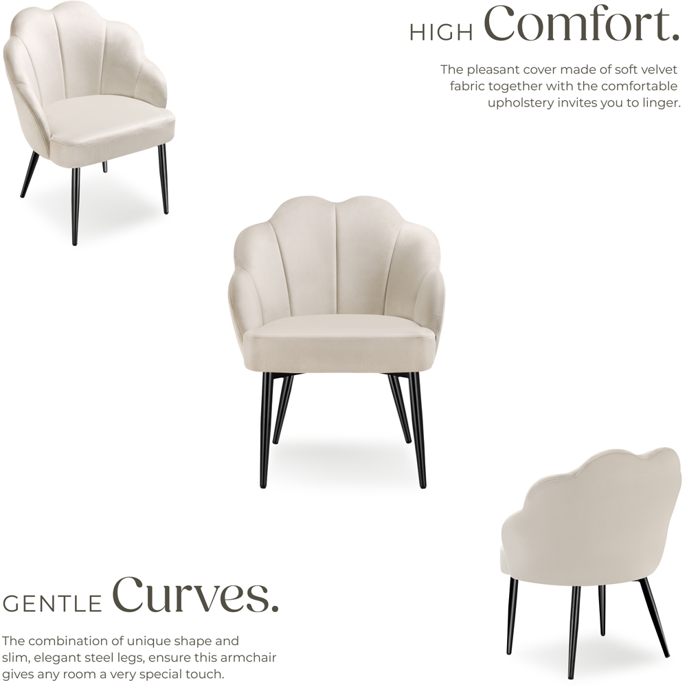 tectake Hellen Cream and Black Velvet Accent Chair Image 4