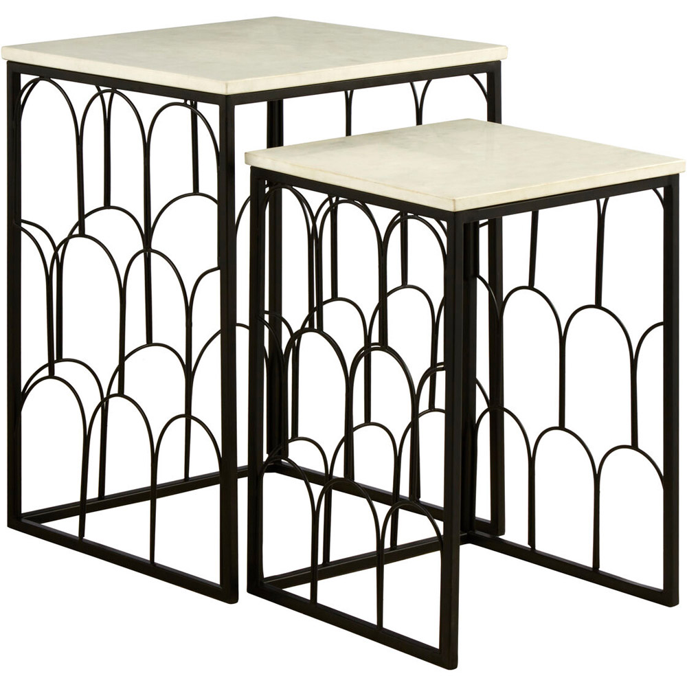 Premier Housewares Templar White Marble Top Nest of Tables Set of 2 Image 2