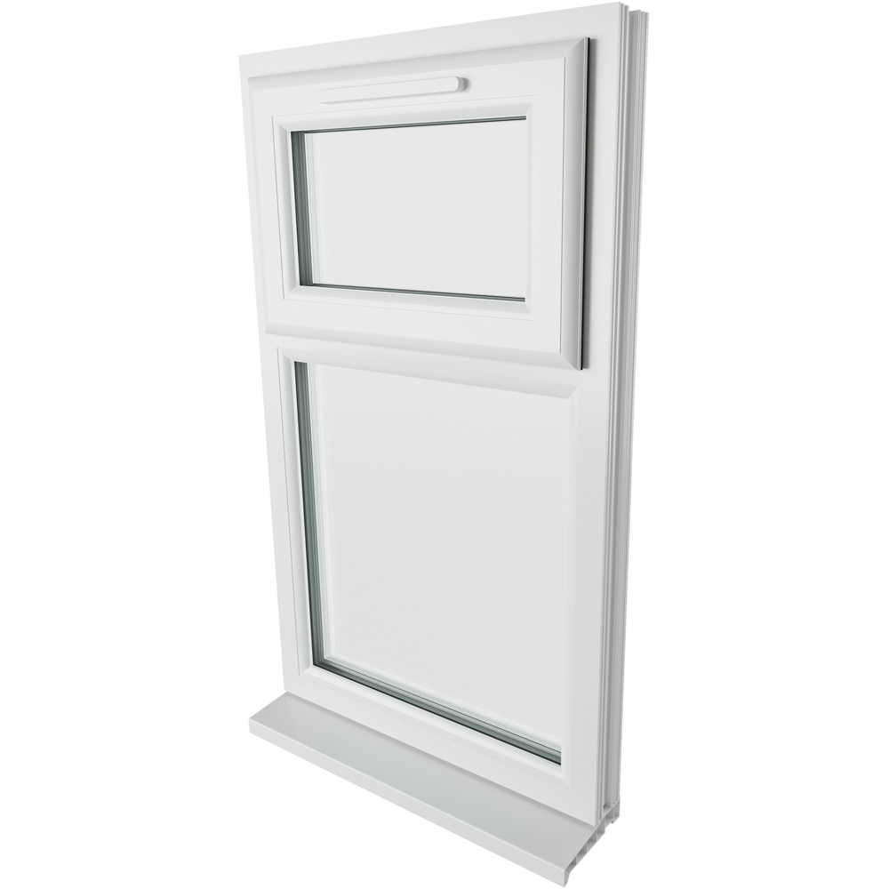 Crystal uPVC Double Glazed Window Top Hung Over Fixed Light White Clear Glass 905x1115mm Image 9