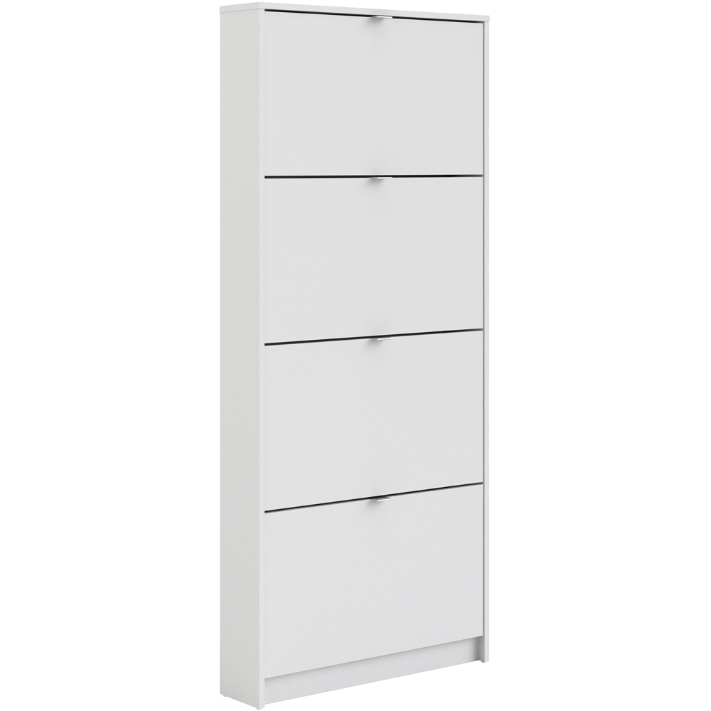 Florence Shoes 4 Flip Door Single Layer White Shoe Storage Cabinet Image 2
