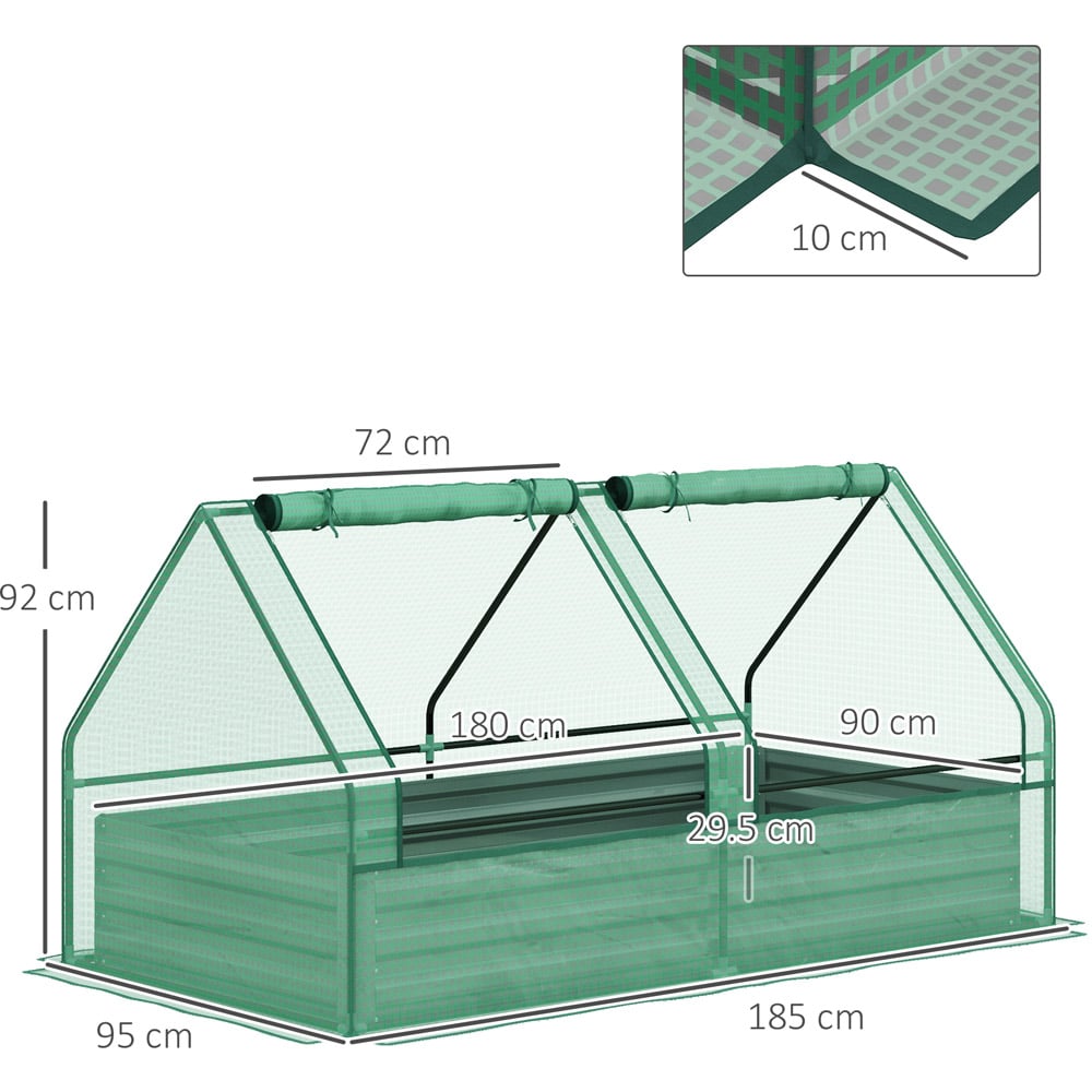 Outsunny Green and Dark Grey Raised Garden Bed Planter Box with Greenhouse Image 7