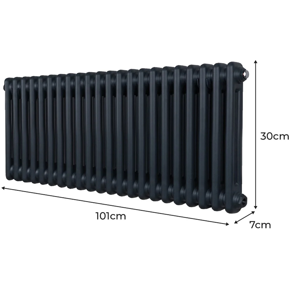 Monster Shop 2413 BTU Anthracite Grey Traditional 2 Column Radiator 300 x 1012mm Image 6