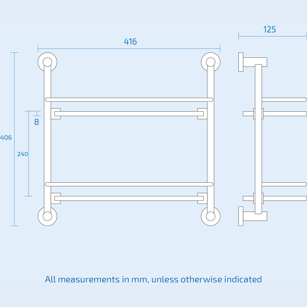 Nes Home 2 Shelf Clear Glass Bathroom Rack with Round Chrome Brackets Image 3