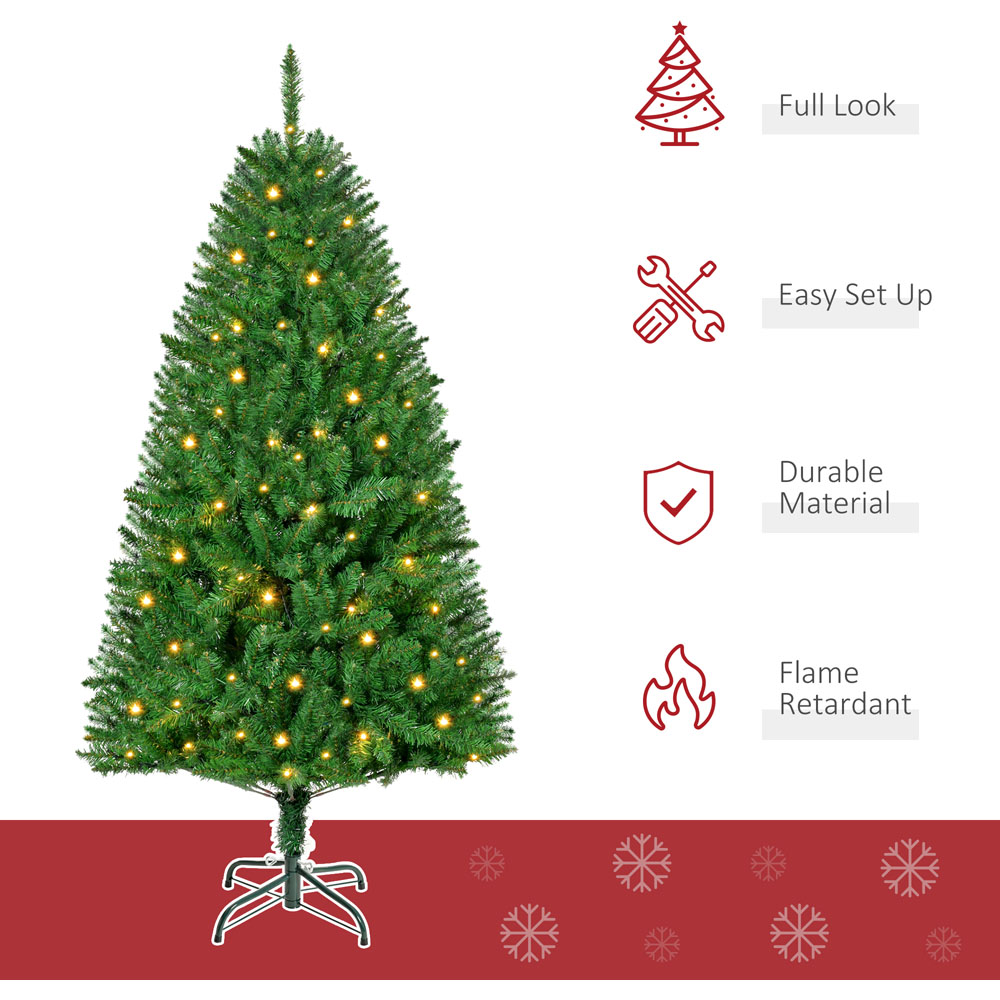 Everglow Warm White LED Pre-Lit Green Artificial Christmas Tree 5ft Image 4