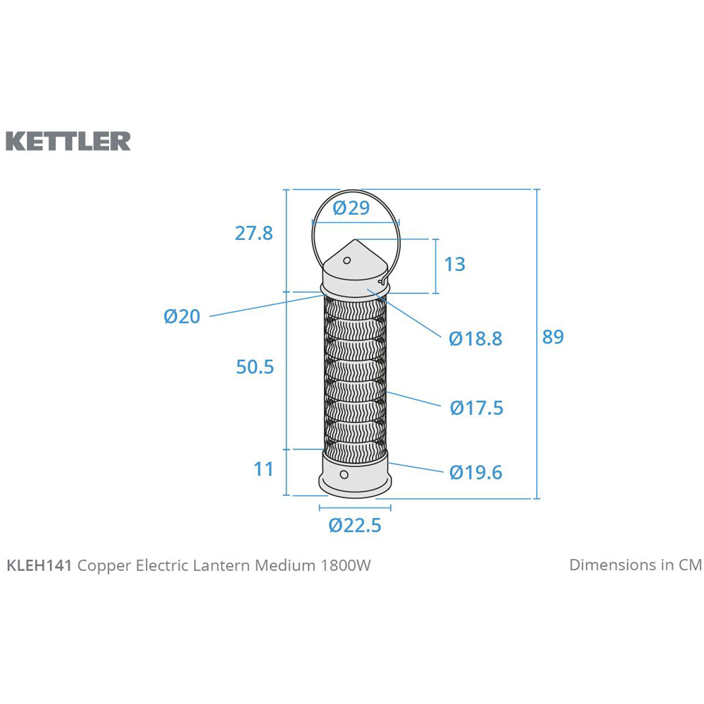 Kettler Copper Medium Lantern Electric Heater 1800W Image 9