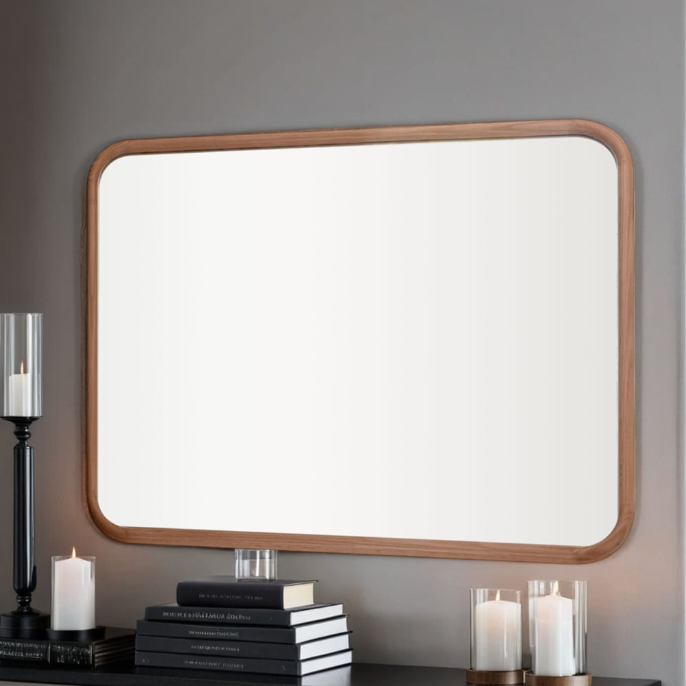 Yearn Curved Corner Solid Oak Framed Wall Mirror 120 x 80cm Image 2