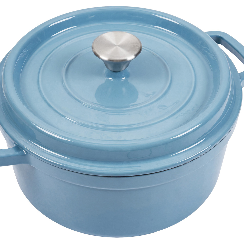 Living and Home 2.8L Light Blue Enamelled Cast Iron Dutch Oven Image 3