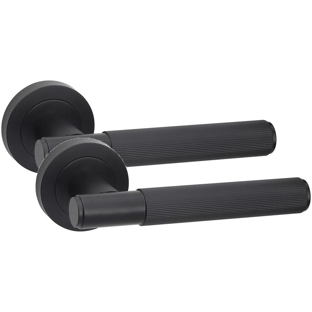 Golden Grace Matt Black Straight T-Bar Linear Bathroom Door Handle Set Image 2