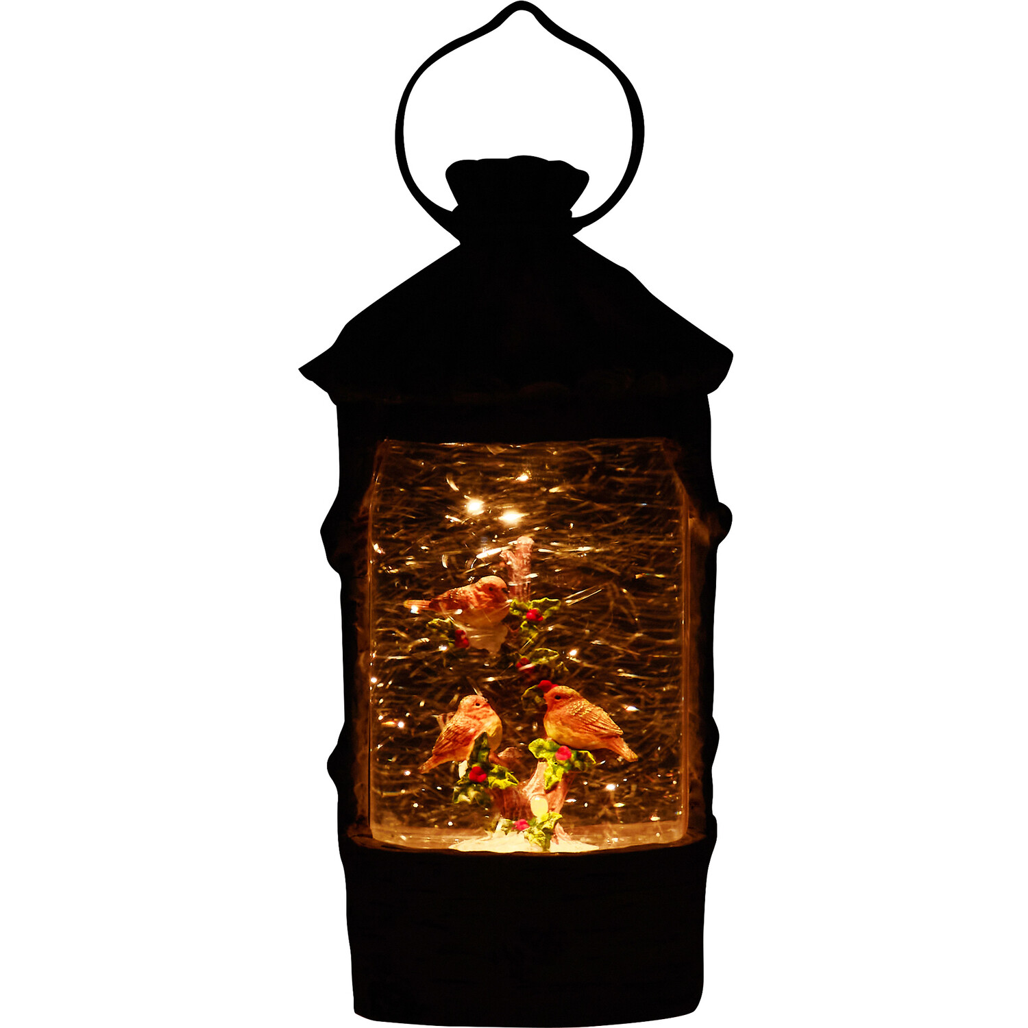 Wood Effect LED Robin Lantern - White Image 6