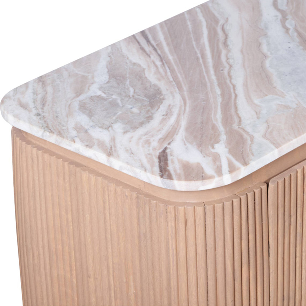 IH Design Bundi 2 Door 2 Shelf Natural Marble and Wood Large TV Cabinet Image 5