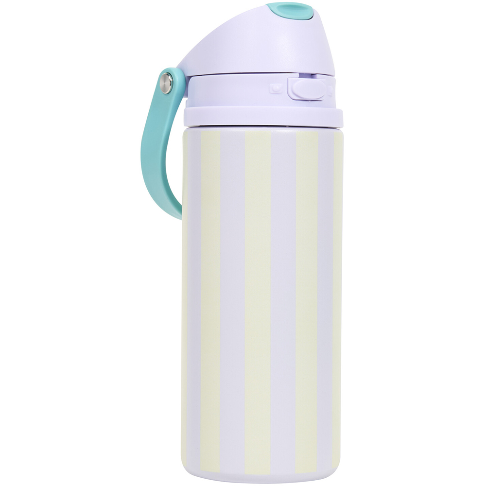 Stainless Steel Bottle with 2-Way Lid and Straw Purple Stripe Image 3