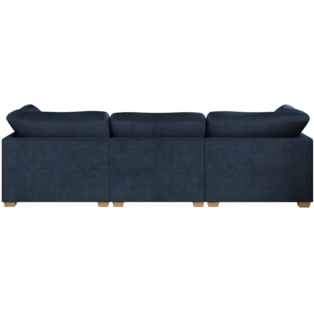 Nestle 5 Seater Royal Blue Plush Velvet Fixed Back U-Shape Sofa Image 5