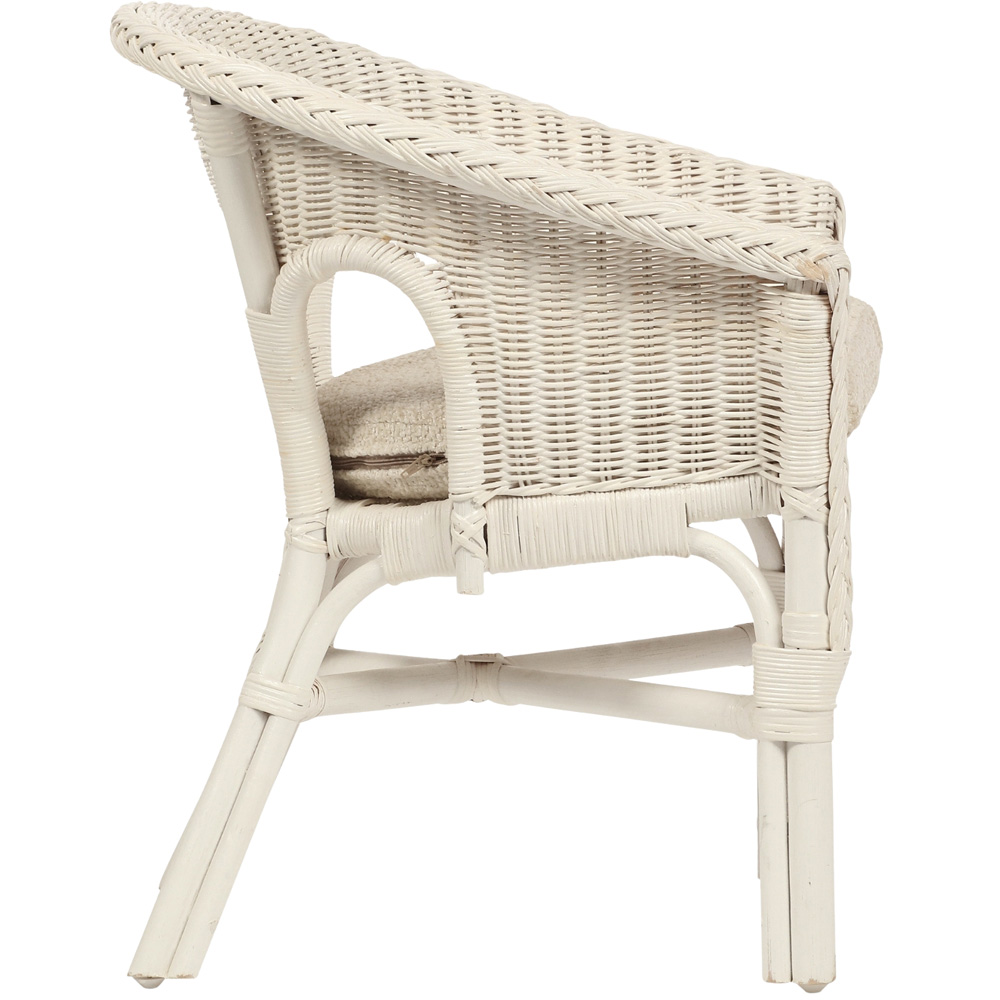 Desser Furniture White Wicker Kid Size Loom Chair with Cushion Image 5