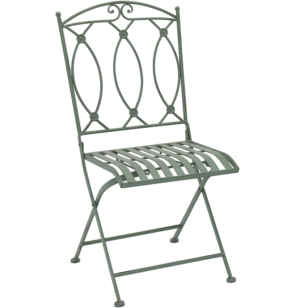 Charles Bentley Wrought Iron 2 Seater Bistro Set Sage Green Image 4