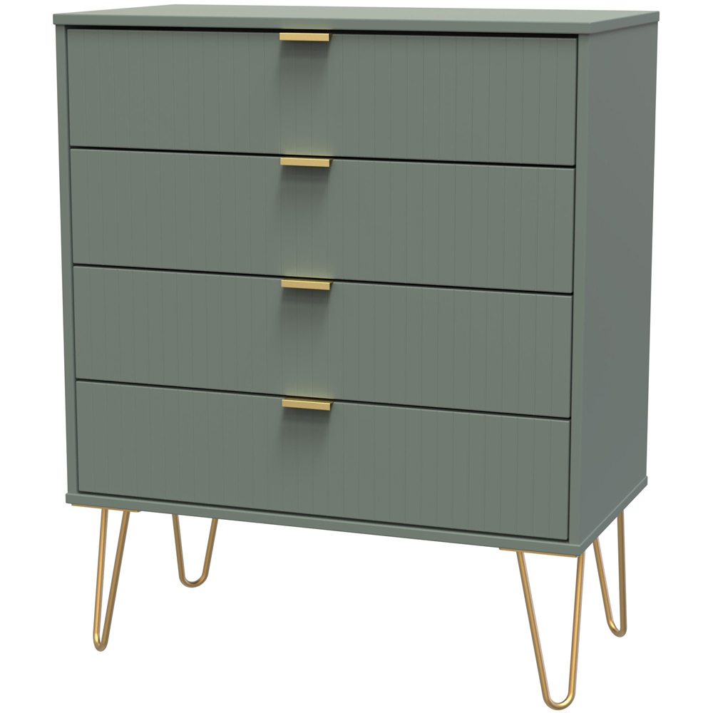 Crowndale 4 Drawer Reed Green Wide Chest of Drawers Ready Assembled Image 2