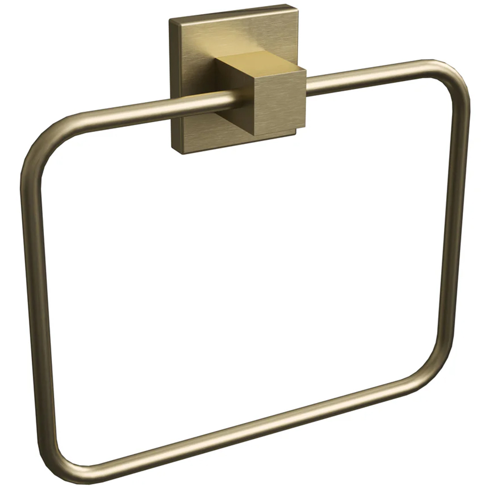 Rothley Satin Brass Square Towel Ring 185mm Image 1