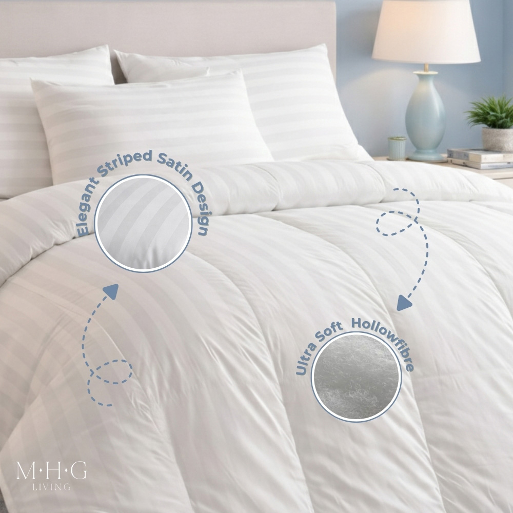 MHG Living Super King Size White Striped Extra Warm Winter Hollowfibre Duvet 16.5 Tog Image 4