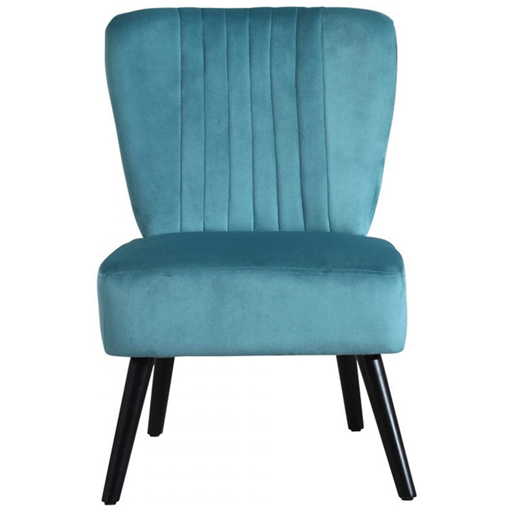 Neo Teal Velvet Shell Accent Chair with Black Legs Image 2