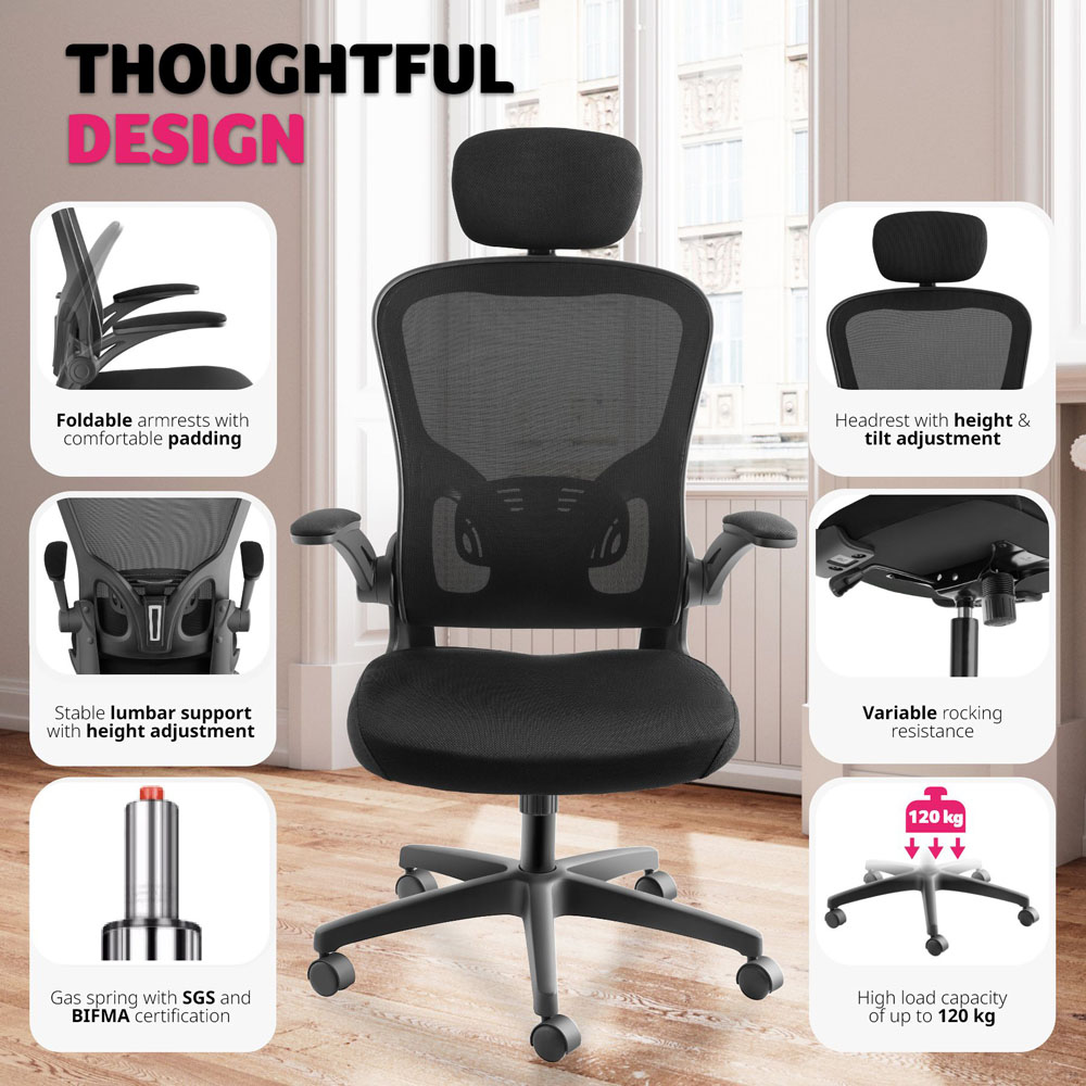 Tectake Arges Black Adjustable Office Chair Image 8