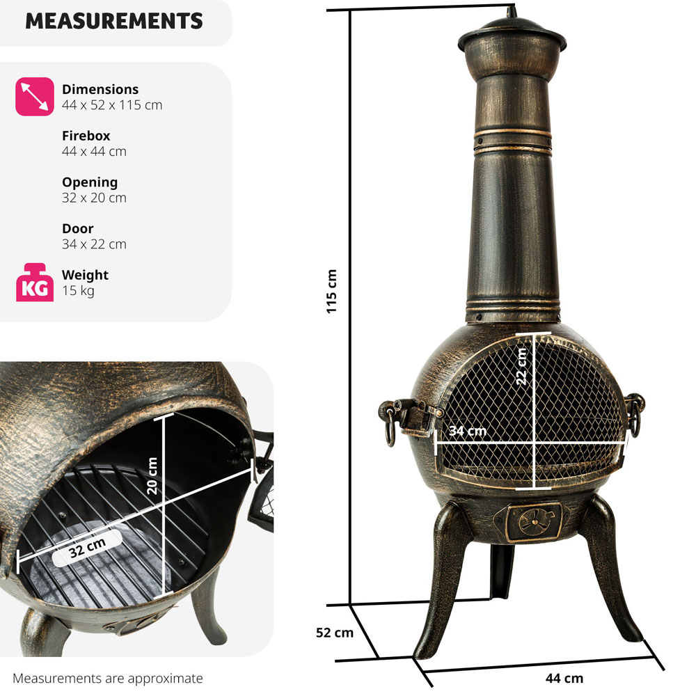 tectake Cast Iron Chiminea Fire Pit with Removable Grid Shelf Image 8
