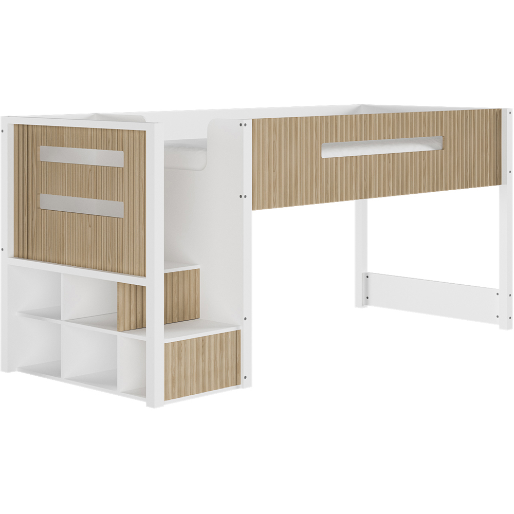 Flair Luca 6 Drawer White and Oak Ribbed Bed Frame Image 2