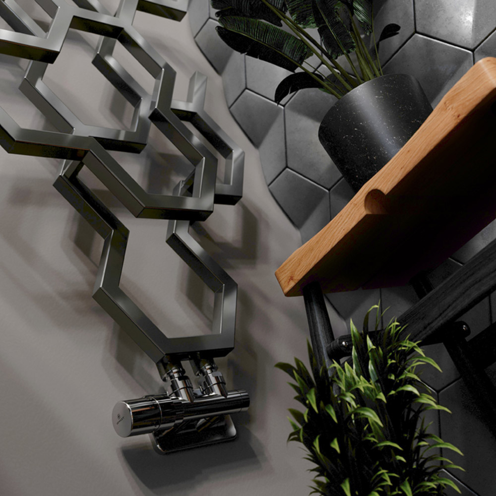 Terma Hex 1180 BTU Sparkling Grey Radiator 1220 x 486mm Image 6