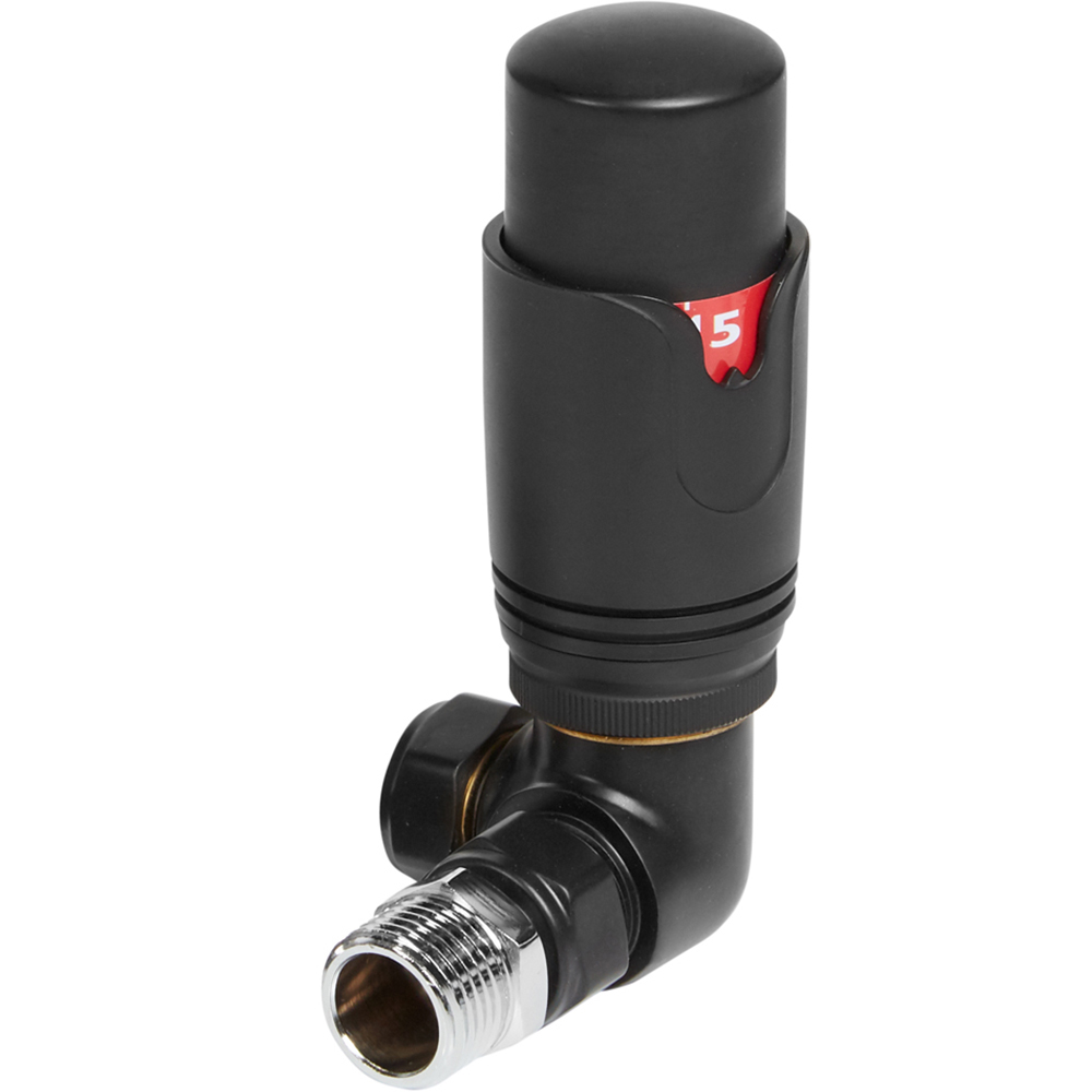 Towelrads Black Corner TRV and Lockshield Set 15mm x 1/2inch Image 3