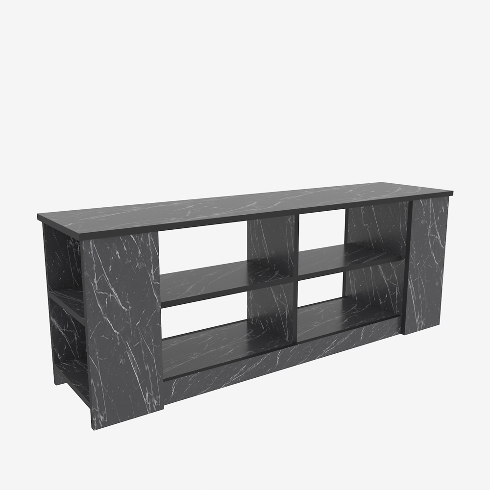 Decorotika Space 8 Shelf Black Marble Effect TV Unit Image 3
