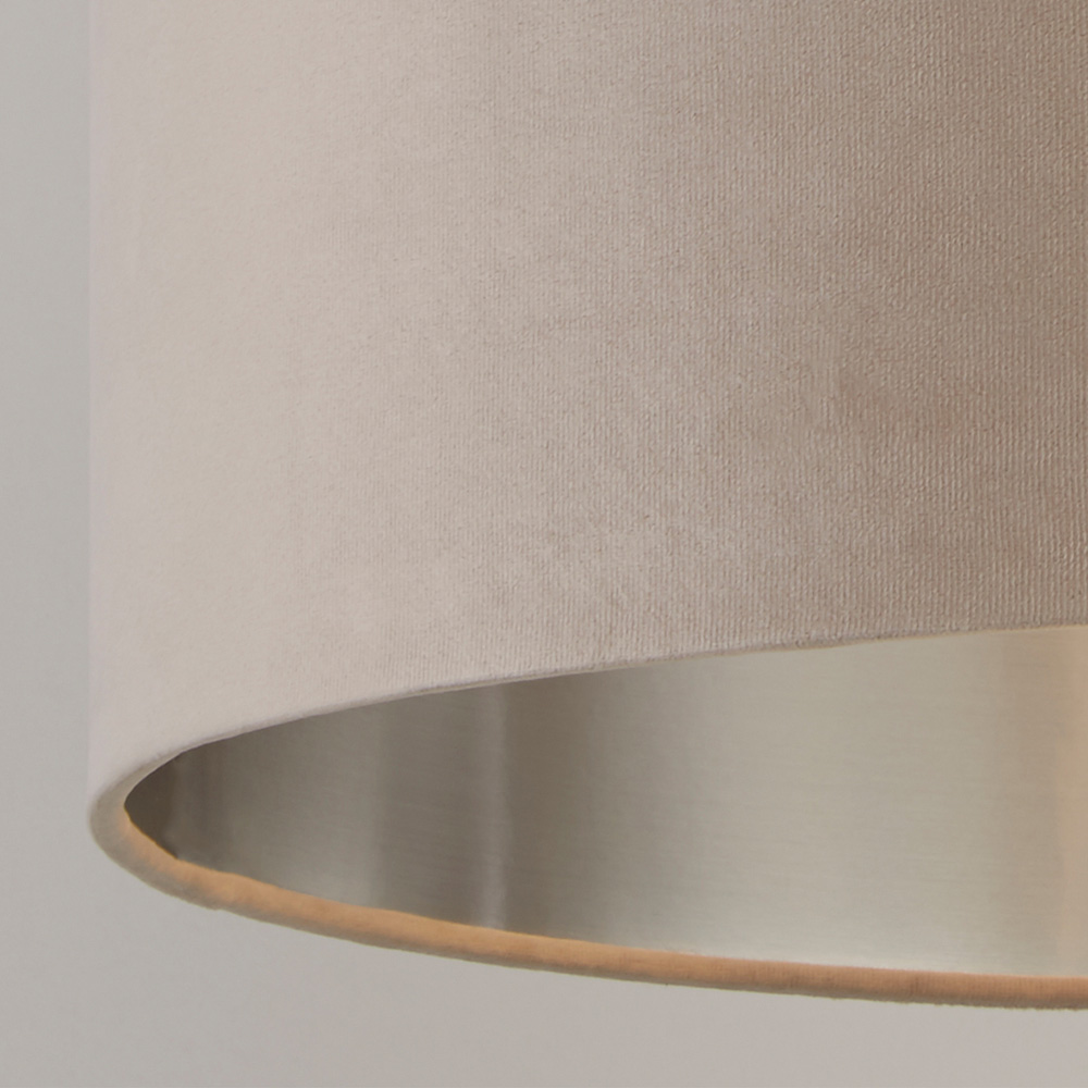 Lighting Collection Taupe Silver Inner Velvet Drum Shade 38cm Image 4