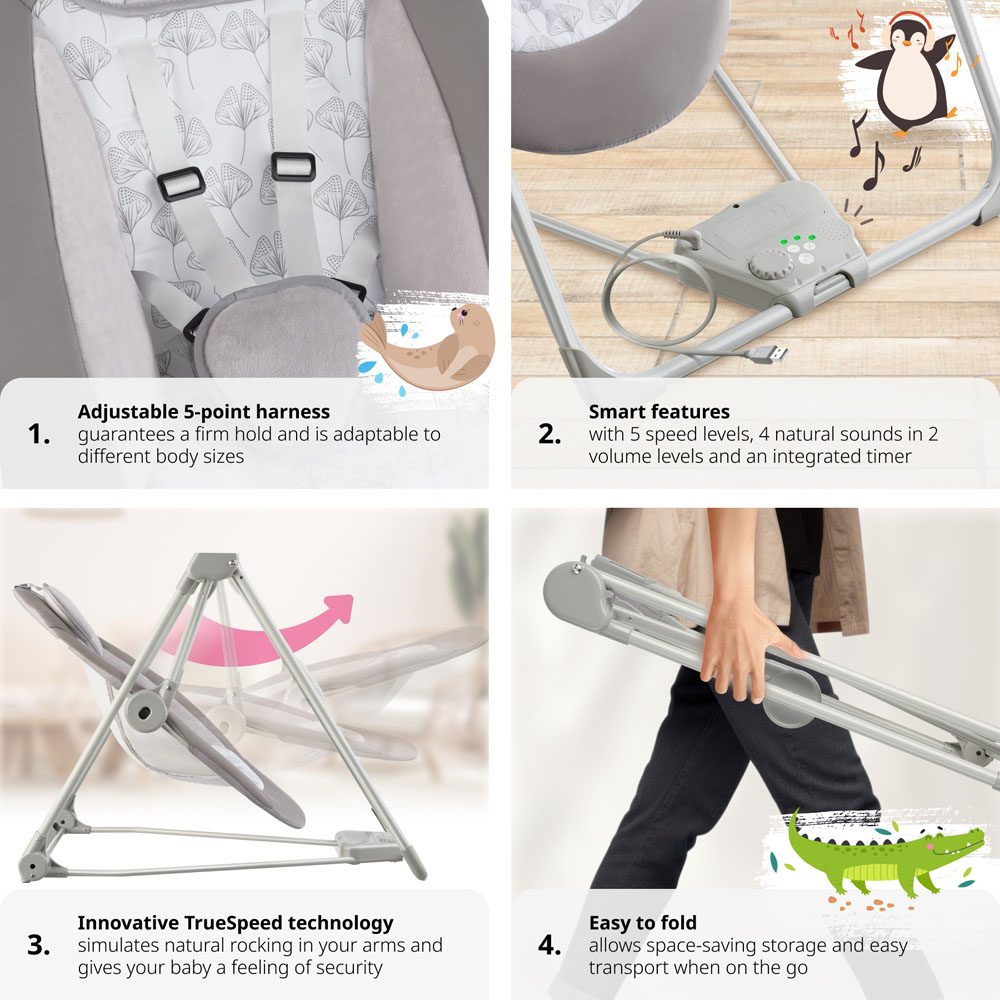 Tectake 5 Speed Adjustable Baby Rocker Image 5